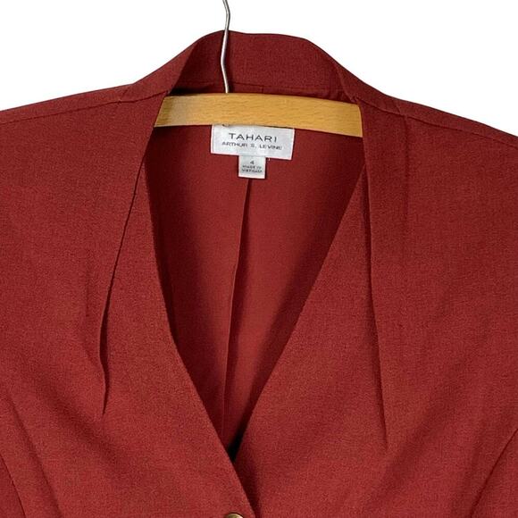 Tahari Brick Red Tailored Single Breasted Corpcore Power Blazer - Size 4 - Picture 3 of 8